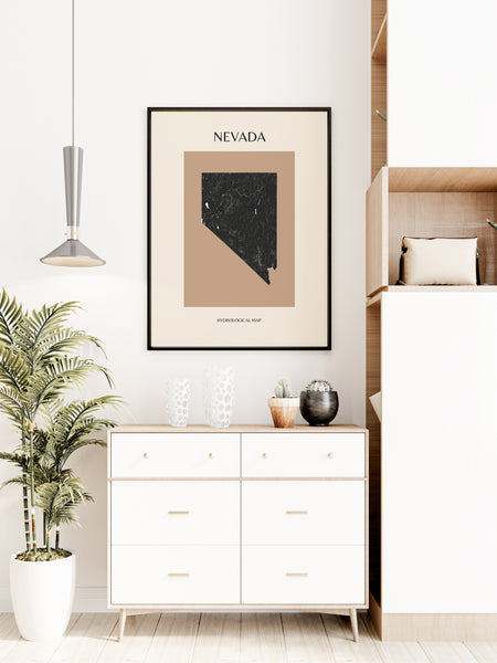 Nevada Mid-Century Modern Hydrological Map