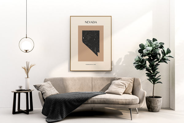 Nevada Mid-Century Modern Hydrological Map