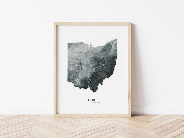 Ohio Hydrological Map Poster Black
