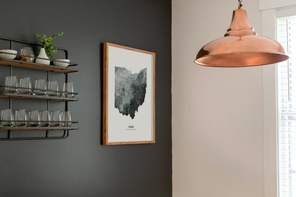 Ohio Hydrological Map Poster Black