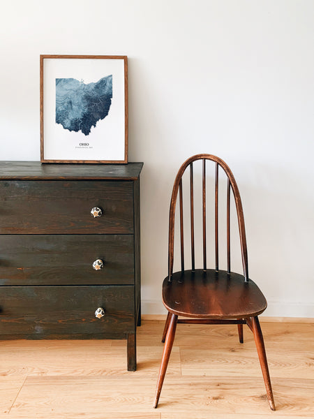 Ohio Hydrological Map Poster Blue