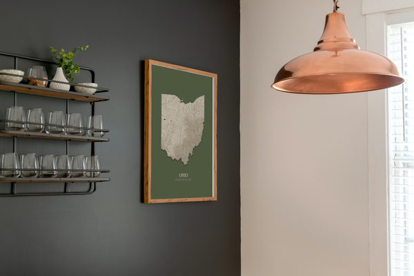 Ohio Hydrological Map Poster Green