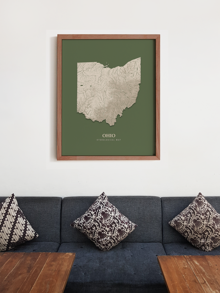 Ohio Hydrological Map Poster Green