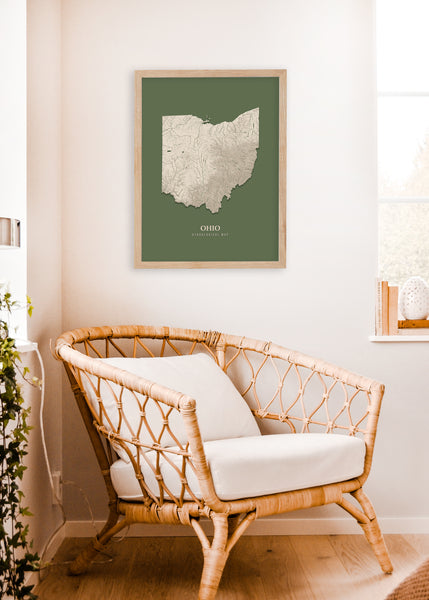 Ohio Hydrological Map Poster Green