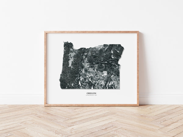Oregon Hydrological Map Black
