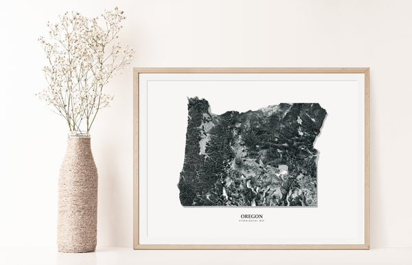 Oregon Hydrological Map Black