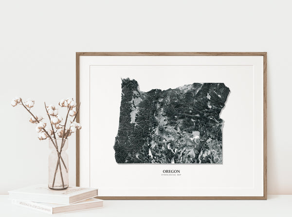 Oregon Hydrological Map Black