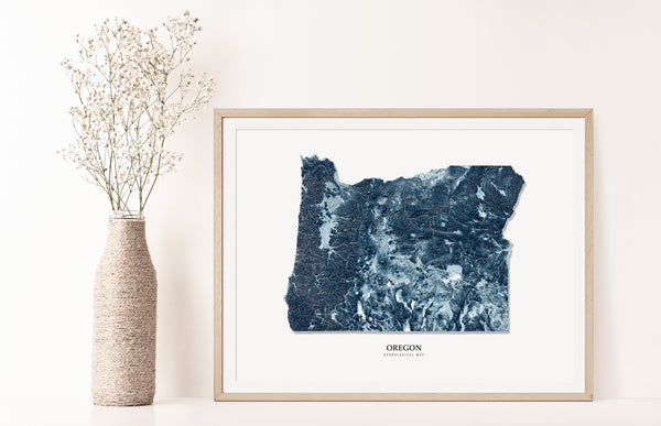 Oregon Hydrological Map Blue