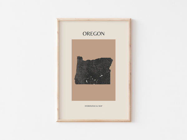Oregon Mid-Century Modern Hydrological Map