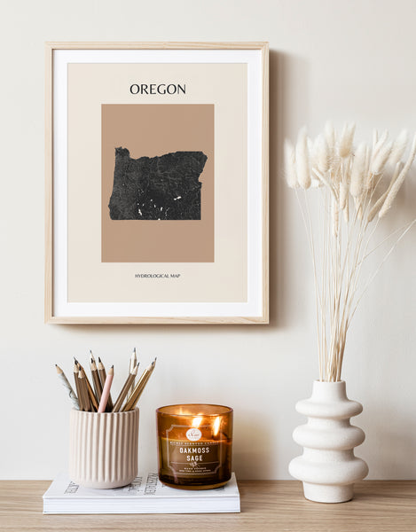 Oregon Mid-Century Modern Hydrological Map