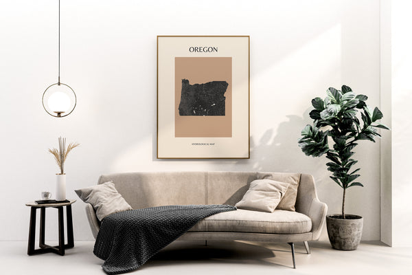 Oregon Mid-Century Modern Hydrological Map