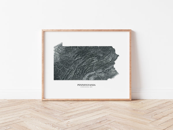 Pennsylvania Hydrological Map Black