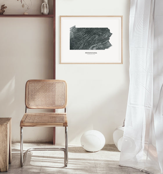 Pennsylvania Hydrological Map Black