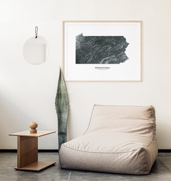 Pennsylvania Hydrological Map Black