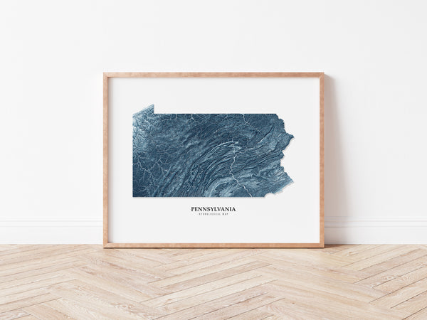 Pennsylvania Hydrological Map Blue