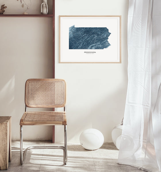 Pennsylvania Hydrological Map Blue