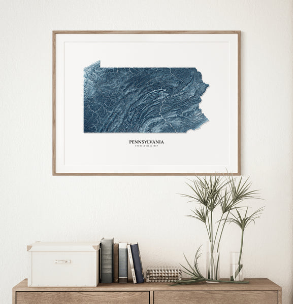 Pennsylvania Hydrological Map Blue