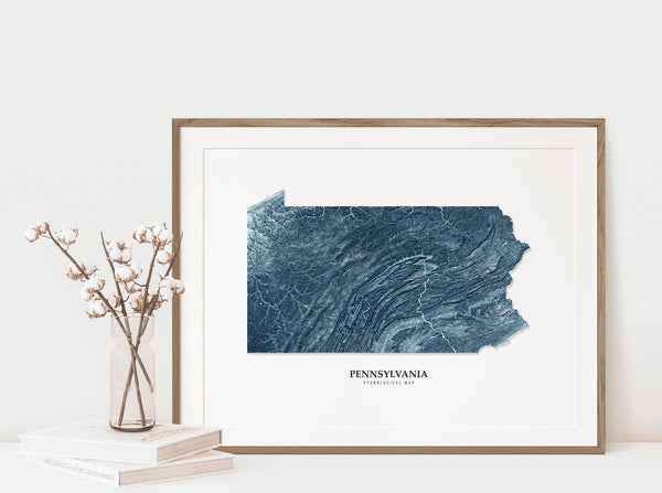 Pennsylvania Hydrological Map Blue