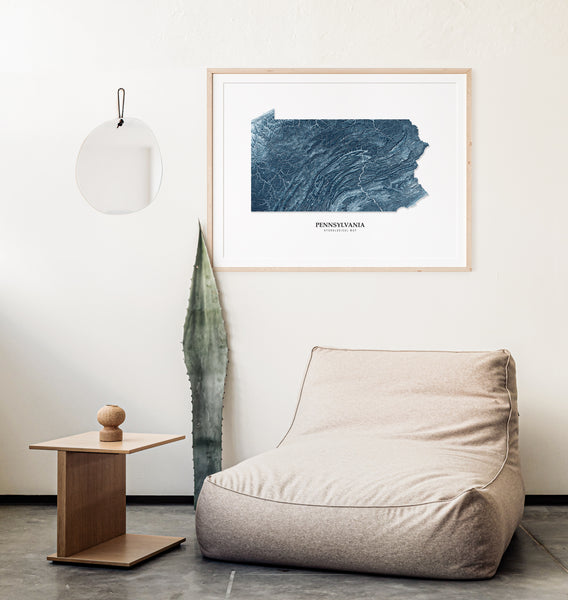 Pennsylvania Hydrological Map Blue