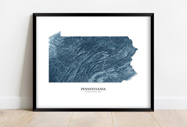 Pennsylvania Hydrological Map Blue
