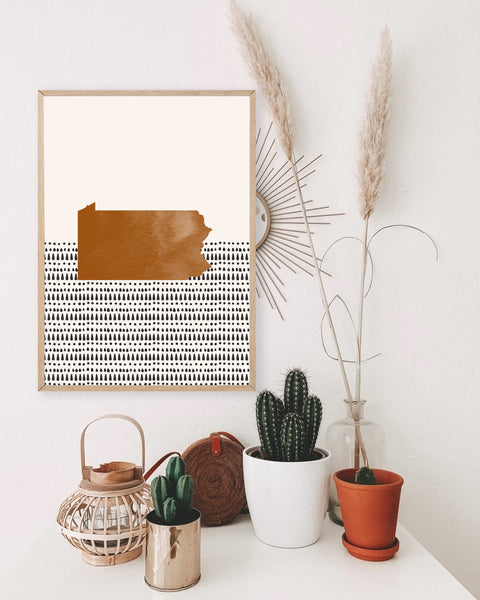 Pennsylvania Boho Wall Art Map