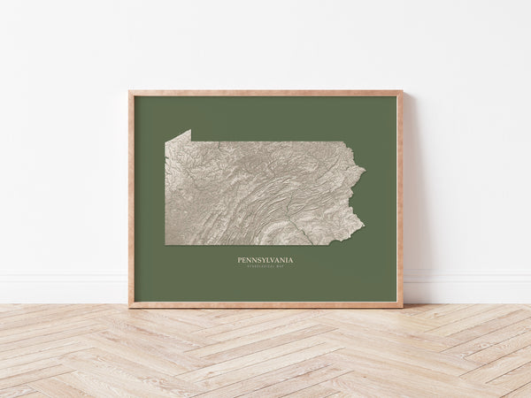 Pennsylvania Hydrological Map Green