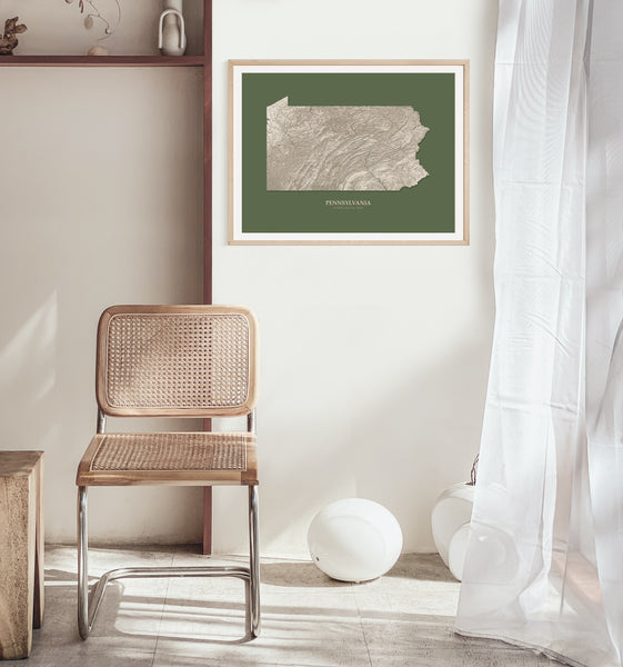 Pennsylvania Hydrological Map Green