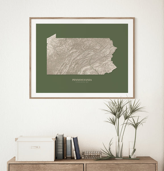 Pennsylvania Hydrological Map Green