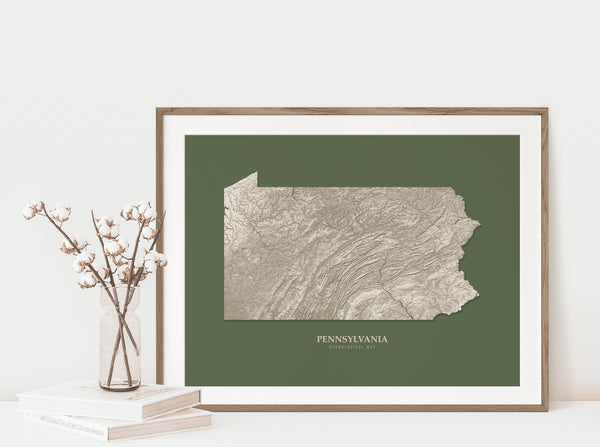 Pennsylvania Hydrological Map Green