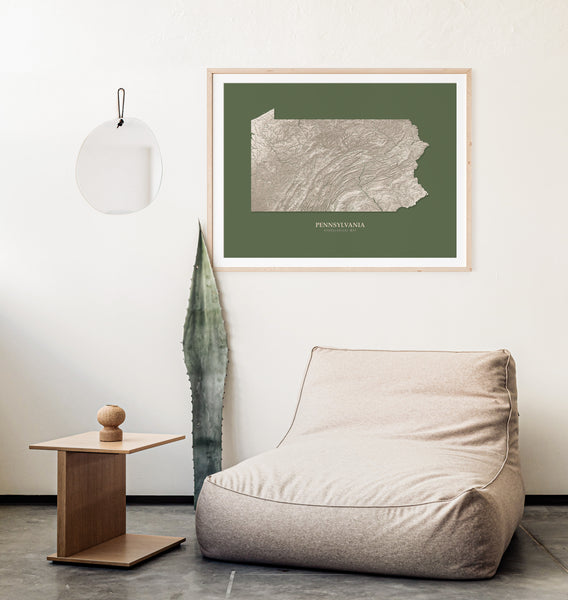 Pennsylvania Hydrological Map Green