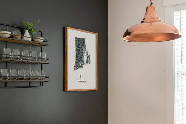 Rhode Island Hydrological Map Poster Black