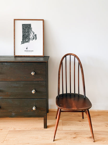 Rhode Island Hydrological Map Poster Black