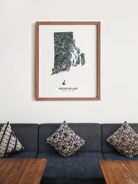 Rhode Island Hydrological Map Poster Black