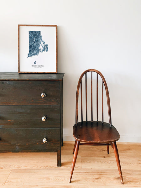 Rhode Island Hydrological Map Poster Blue