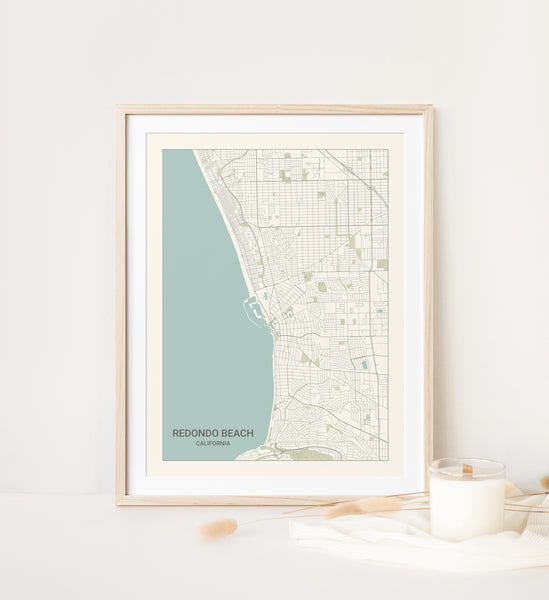 Redondo Beach California Map Print
