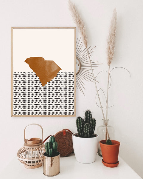 South Carolina Boho Wall Art Map