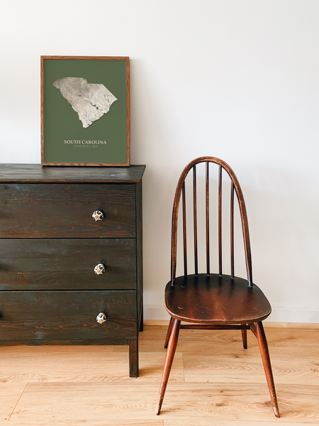 South Carolina Hydrological Map Poster Green