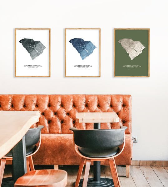 South Carolina Hydrological Map Poster Green