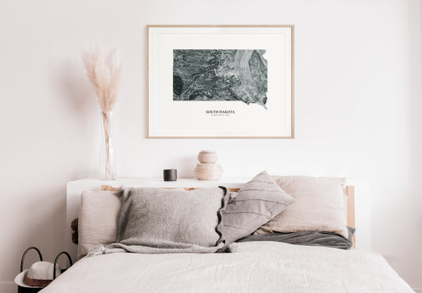 South Dakota Hydrological Map Poster Black