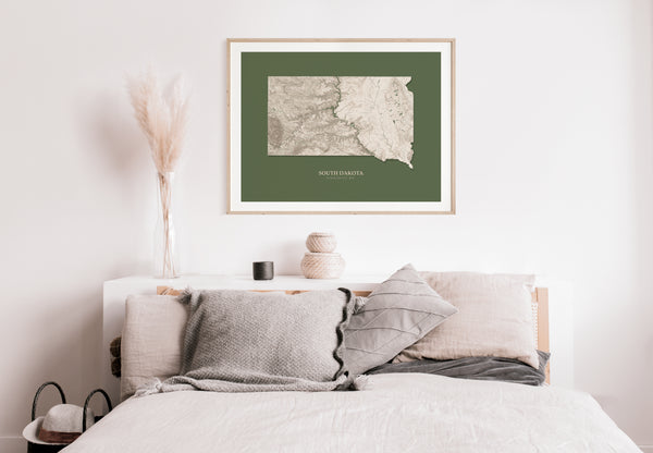 South Dakota Hydrological Map Poster Green