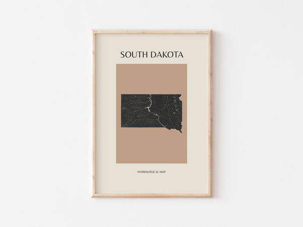 South Dakota Mid-Century Modern Hydrological Map