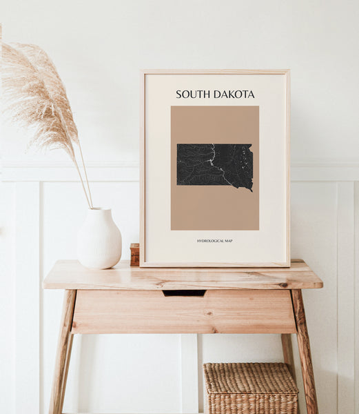 South Dakota Mid-Century Modern Hydrological Map