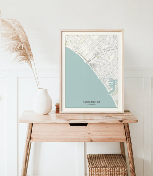 Santa Monica California Map Print