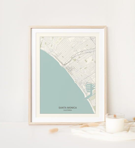 Santa Monica California Map Print