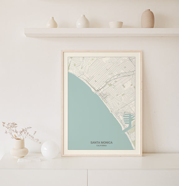 Santa Monica California Map Print