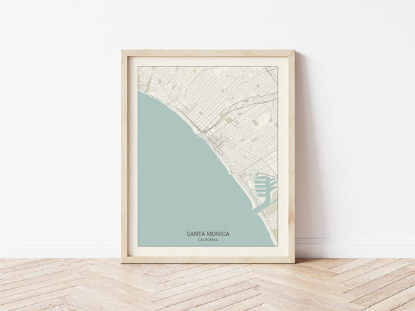 Santa Monica California Map Print