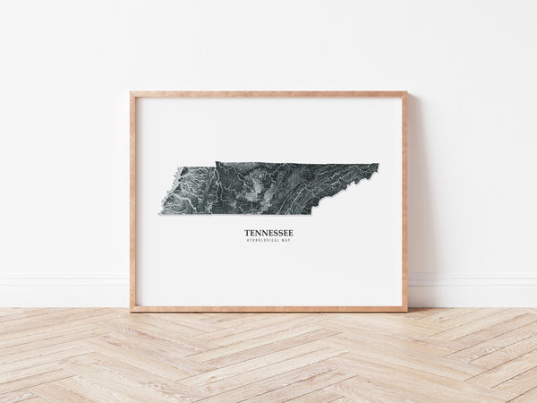 Tennessee Hydrological Map Poster Black