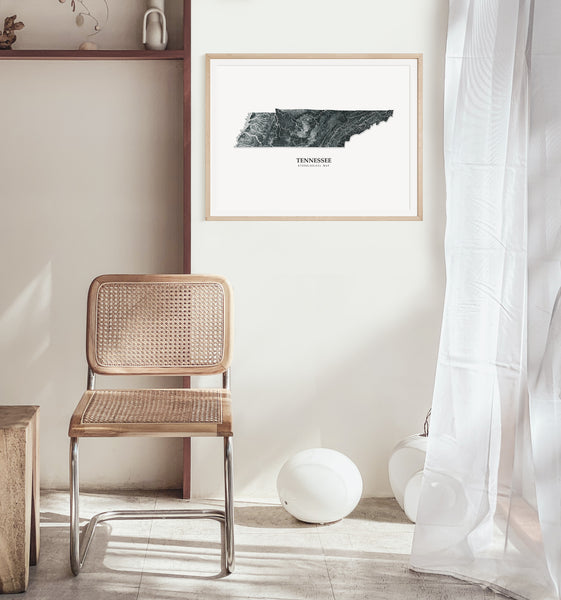 Tennessee Hydrological Map Poster Black