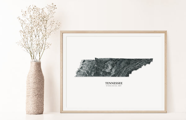 Tennessee Hydrological Map Poster Black
