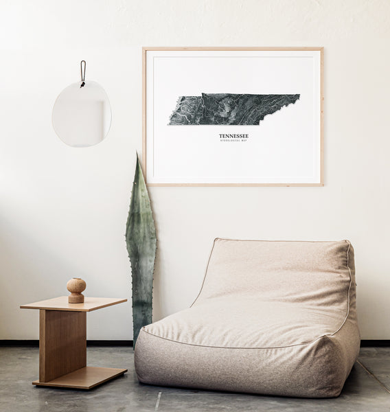 Tennessee Hydrological Map Poster Black